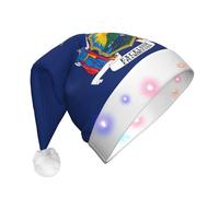 ABYchdd New York Flag Print Adult Glowing Led Christmas Hat, Polyester 3-Mode Light Led Hat For Holiday Gatherings