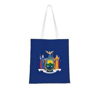 ABYchdd New York State Flag Print Polyester Canvas Tote Bag, Worthy Shopping Bag, Ideal For Present And Daily Errands