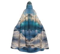 ABYchdd Ocean Sea Wave Print Halloween Adult Hooded Cloak, Unisex Hooded Robe Cloak Long Cape For Cosplay/Party