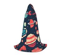 ABYchdd Outer Space Planets Print Hooded Cape, Elevate Your Festive Look, Big Hood & Bow Tie, For Halloween/Cosplay