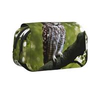 ABYchdd Owl Tree Branches Print Double Clamshell Pen Case, Oxford Cloth Pouch With Zipper Pockets, Ideal Present