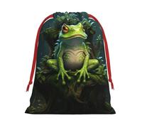 ABYchdd Peace Frog Tree Print Drawstring Pouch, Reusable Storage Bag, Present Bag For Christmas & Daily Organizing