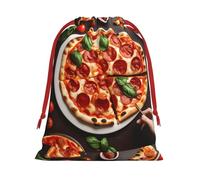 ABYchdd Pizza Food Print Drawstring Pouch, Reusable Storage Bag, Present Bag For Christmas & Daily Organizing