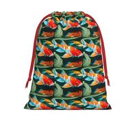 ABYchdd Pretty Koi Fish Print Drawstring Pouch, Reusable Storage Bag, Present Bag For Christmas & Daily Organizing
