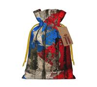 ABYchdd Puerto Rico Wallpaper Flag Print Christmas Drawstring Present Bag, Polyester Linen-Like Bag, Reusable Holiday Goodie Bag
