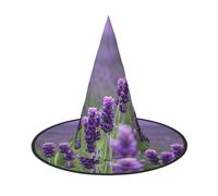 ABYchdd Purple Lavender Colored Flowers Print Foldable Halloween Witch Hat, Lightweight For Costume Party/Carnival/Halloween