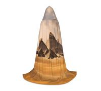 ABYchdd Pyramids Of Egypt Print Hooded Cape, Elevate Your Festive Look, Big Hood & Bow Tie, For Halloween/Cosplay