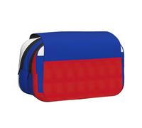 ABYchdd Russian Flag Print Double Clamshell Pen Case, Oxford Cloth Pouch With Zipper Pockets, Ideal Present