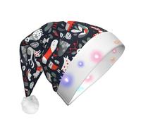 ABYchdd Scandinavian Animals Print Adult Glowing Led Christmas Hat, Polyester 3-Mode Light Led Hat For Holiday Gatherings