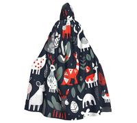 ABYchdd Scandinavian Animals Print Halloween Adult Hooded Cloak, Unisex Hooded Robe Cloak Long Cape For Cosplay/Party