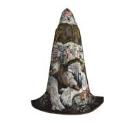 ABYchdd Sleeping Koala Cap Print Hooded Cape, Elevate Your Festive Look, Big Hood & Bow Tie, For Halloween/Cosplay