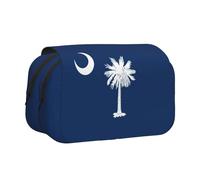 ABYchdd South Carolina Flag Print Double Clamshell Pen Case, Oxford Cloth Pouch With Zipper Pockets, Ideal Present