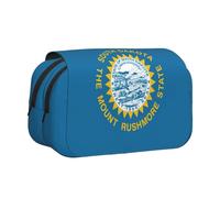 ABYchdd South Dakota Flag Print Double Clamshell Pen Case, Oxford Cloth Pouch With Zipper Pockets, Ideal Present