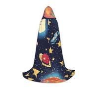 ABYchdd Starry Sky Universe Space Print Hooded Cape, Elevate Your Festive Look, Big Hood & Bow Tie, For Halloween/Cosplay