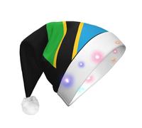ABYchdd Tanzania Flag Print Adult Glowing Led Christmas Hat, Polyester 3-Mode Light Led Hat For Holiday Gatherings