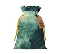 ABYchdd The Sea Witch Inspired Print Christmas Drawstring Present Bag, Polyester Linen-Like Bag, Reusable Holiday Goodie Bag