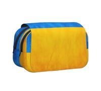 ABYchdd Ukrainian Flag Print Double Clamshell Pen Case, Oxford Cloth Pouch With Zipper Pockets, Ideal Present