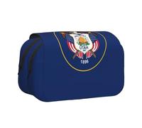 ABYchdd Utah Flag Print Double Clamshell Pen Case, Oxford Cloth Pouch With Zipper Pockets, Ideal Present