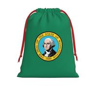 ABYchdd Washington Flag Print Drawstring Pouch, Reusable Storage Bag, Present Bag For Christmas & Daily Organizing