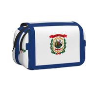 ABYchdd West Virginia State Flag Print Double Clamshell Pen Case, Oxford Cloth Pouch With Zipper Pockets, Ideal Present