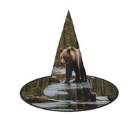 ABYchdd White Bear Brown Bear Print Foldable Halloween Witch Hat, Lightweight For Costume Party/Carnival/Halloween