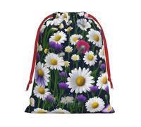 ABYchdd Wild Flowers And Cornflowers Daisies Print Drawstring Pouch, Reusable Storage Bag, Present Bag For Christmas & Daily Organizing