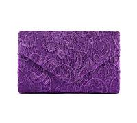 AbyelikeWomens Ladies Satin Lace Envelope Clutch Purses, Womens Floral Lace Evening Shoulder Bag for Parties Wedding Handbag (Purple)