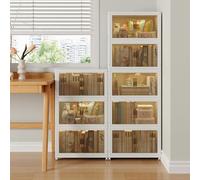 Abyssaly Plastic Storage Boxes with Lids, White Stackable Storage Drawers on Wheels, Large Collapsible for Bedroom Living Room, Bathroom, Clothes, Toys 4Pack/60L