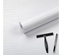 Abyssaly White Vinyl Wrap Sticky Back Plastic Roll, Wood Effect Self Adhesive Wallpaper Toolkit Included, Waterproof Stick on Wallpaper 60cm X 300cm for Decorative Kitchen Worktops