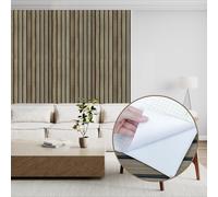 Abyssaly Wood Effect Peel and Stick Wallpaper, Dark Brown Vinyl Wrap Self Adhesive Removable Panel Wallpaper, Wood Slats Sticky Back Plastic for Furniture Walls 30cmX200cm