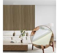 Abyssaly Wood Effect Peel and Stick Wallpaper, Vinyl Wrap Self Adhesive Removable Panel Wallpaper, Light Brown Wood Slats Sticky Back Plastic for Furniture Walls 60cmX500cm