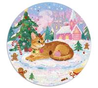 Abyssinian 1000 Piece Round Jigsaw Puzzle Creative Pet Cat Hard Challenging Games for Adults And Kids 1000pcs (67.5x67.5cm)