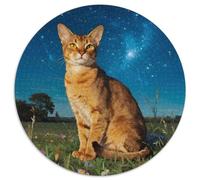 Abyssinian 1000 Piece Round Jigsaw Puzzles Creative Pet Cat Stress Reliever Difficult Challenge Games for Adults And Kids 1000pcs (67.5x67.5cm)
