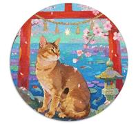 Abyssinian 1000 Piece Round Jigsaw Puzzles Creative Pet Cat Unique Challenge Games for Adults And Kids 1000pcs (67.5x67.5cm)