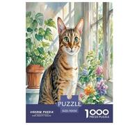 Abyssinian 1000 Pieces Animal Jigsaw Puzzles with Paper Art Jigsaw Puzzle Creativity & Gift Giving for Adults And Kids Age 12 Years Up Fun Challenges 70x50cm/1000pcs