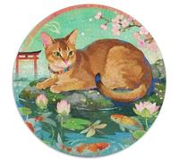 Abyssinian 1000 Pieces Round Jigsaw Puzzles Creative Pet Cat Seeking A Challenging And Relaxing Activity Games for Adults And Kids 1000pcs (67.5x67.5cm)
