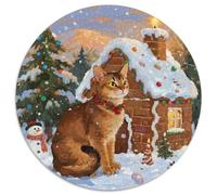Abyssinian 1000 Pieces Round Jigsaw Puzzles Creative Pet Cat Stress Reliever Difficult Challenge Games for Adults And Kids 1000pcs (67.5x67.5cm)