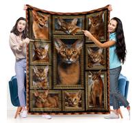 Abyssinian Cat Blanket Gifts for Women Men, Cozy Fuzzy Soft Throw Blanket for Couch Bed Travel Lightweight Plush Flannel Fleece Blankets and Throws for Sofa Chair Camping Car, Throw Size 50" x 60"