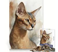 Abyssinian Cat Elegance Jigsaw Puzzles for Adults1000 Pieces DownTime Game Calm Daily Fun Challenge Nice Art (50x75cm)