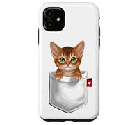 Abyssinian Cat In Pocket Peeking Cute Kitten Cat Case for iPhone 11