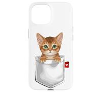Abyssinian Cat In Pocket Peeking Cute Kitten Cat Case for iPhone 15