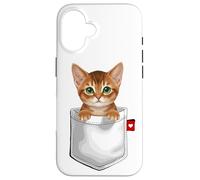 Abyssinian Cat In Pocket Peeking Cute Kitten Cat Case for iPhone 16
