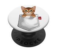 Abyssinian Cat In Pocket Peeking Cute Kitten Cat PopSockets Adhesive PopGrip