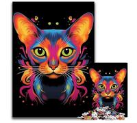 Abyssinian Cat Pop Art 1000Piece Jigsaw Puzzle Wooden Jigsaw Puzzles for Adults Challenging Brain Teaser for Teenagers Family Game Night Fun 1000 PCS(75x50cm)