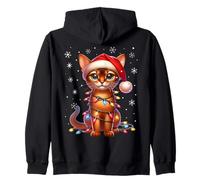 Abyssinian Cat Santa Claus Costume Abyssinian Cat Xmas Zip Hoodie