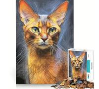 Abyssinian Cat Sketch 1000 Piece Jigsaw Puzzles Logic Play DownTime Game Family Enjoyable Xmas Santa Gift (38x52cm)