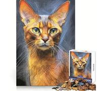 Abyssinian Cat Sketch 1000 Piece Jigsaw Puzzles Logic Play DownTime Game Family Enjoyable Xmas Santa Gift (38x52cm)