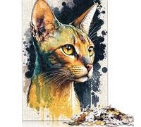 Abyssinian Cat Watercolor Jigsaw Puzzles Game Adult 1000 Piece Jigsaw Paper Creative Jigsaw Puzzle Decompressing Game 1000pcs (38x26cm)