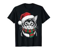Abyssinian Cat Xmas Santa Hat Scarf Christmas Costume T-Shirt