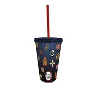 ABYSTYLE Demon Slayer 16 oz plastic tumbler and acrylic carnival cup with reusable straw & leakproof lid (Pillars)